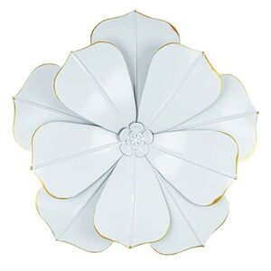 Huge X-Large Metal Gold Trimmed Flower Petals White Wildflower Wall Decor